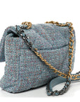 Tweed Quilted Large CHNL 19 Flap Blue Multicolor