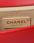 Lambskin Chevron Chain Stitched Medium Boy Flap Red