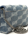 Denim BB Monogram Hourglass Chain Bag Blue