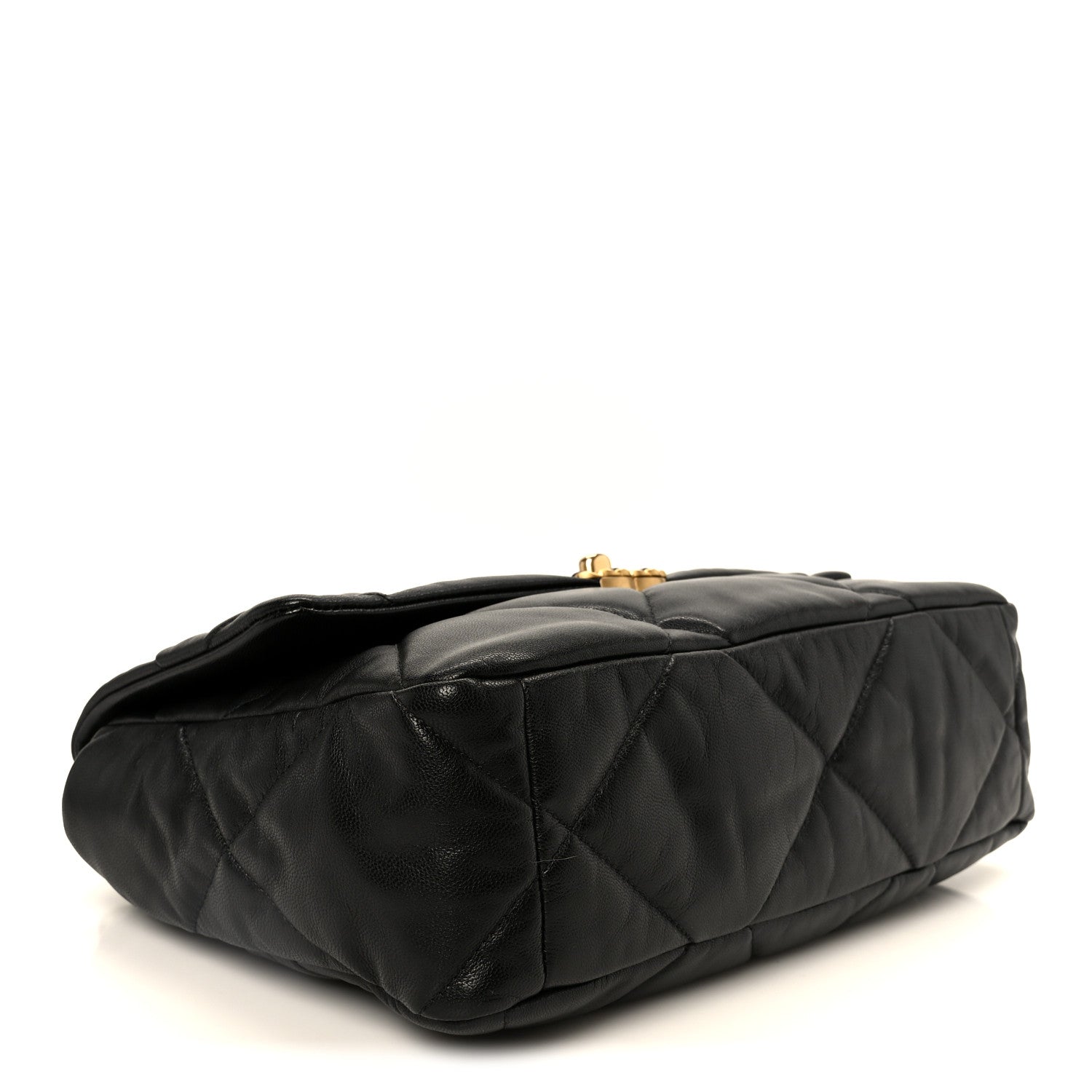 Goatskin Quilted Large CHNL 19 Flap Black