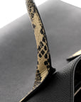 Grained Calfskin Embossed Python Small Sac De Jour Black