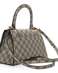 X GCCI GG Supreme Monogram Small Hourglass Top Handle Bag Beige Ebony