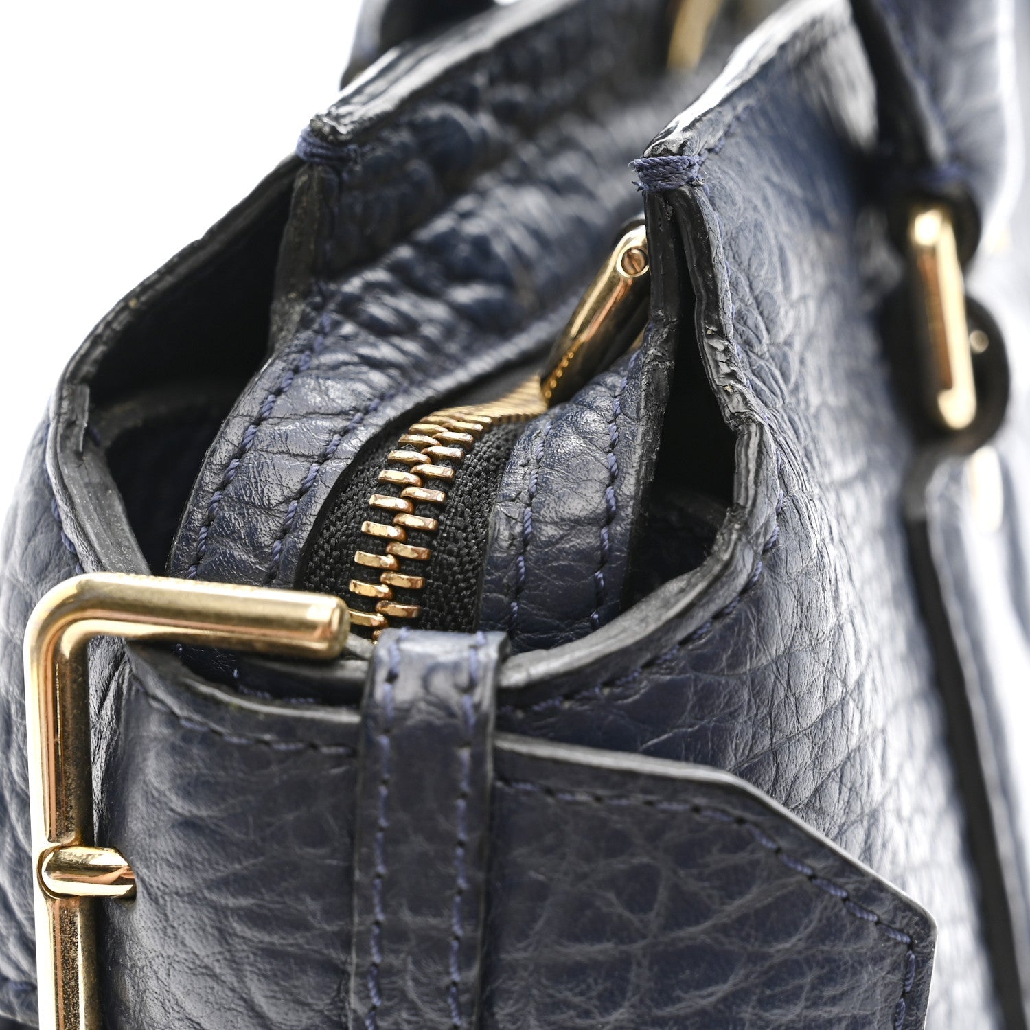 Signature Grain Small Clifton Bag Navy Blue