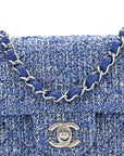 Tweed Quilted Mini Rectangular Flap Blue White