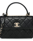 Lambskin Quilted Small Trendy CC Dual Handle Flap Bag Black