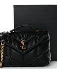 Lambskin Quilted Toy Loulou Puffer Monogram Chain Satchel Black