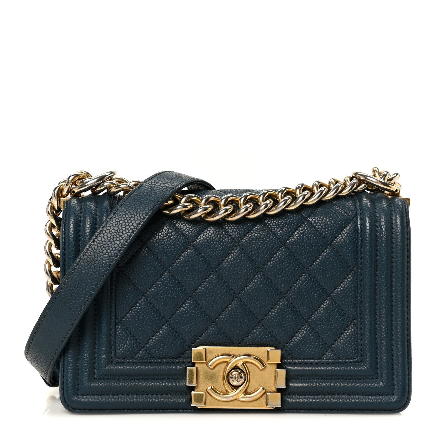 Caviar Quilted Small Boy Flap Blue