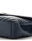Sheepskin Matelasse Chevron Monogram Medium College Bag Navy