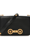 Calfskin Medallion Tribute Shoulder Bag  Black