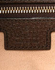 GG Supreme Monogram Textured Calfskin Web Medium Ophidia Shopping Tote Beige Ebony New Acero