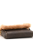 Shearling Calfskin Small Reversible Monogram Kate Satchel Ecru Dark Brown