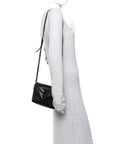 Calfskin Y Quilted Monogram Monochrome Toy Loulou Crossbody Bag Black