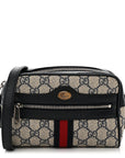 GG Supreme Monogram Textured Dollar Calfskin Web Mini Ophidia Shoulder Bag Beige Blue