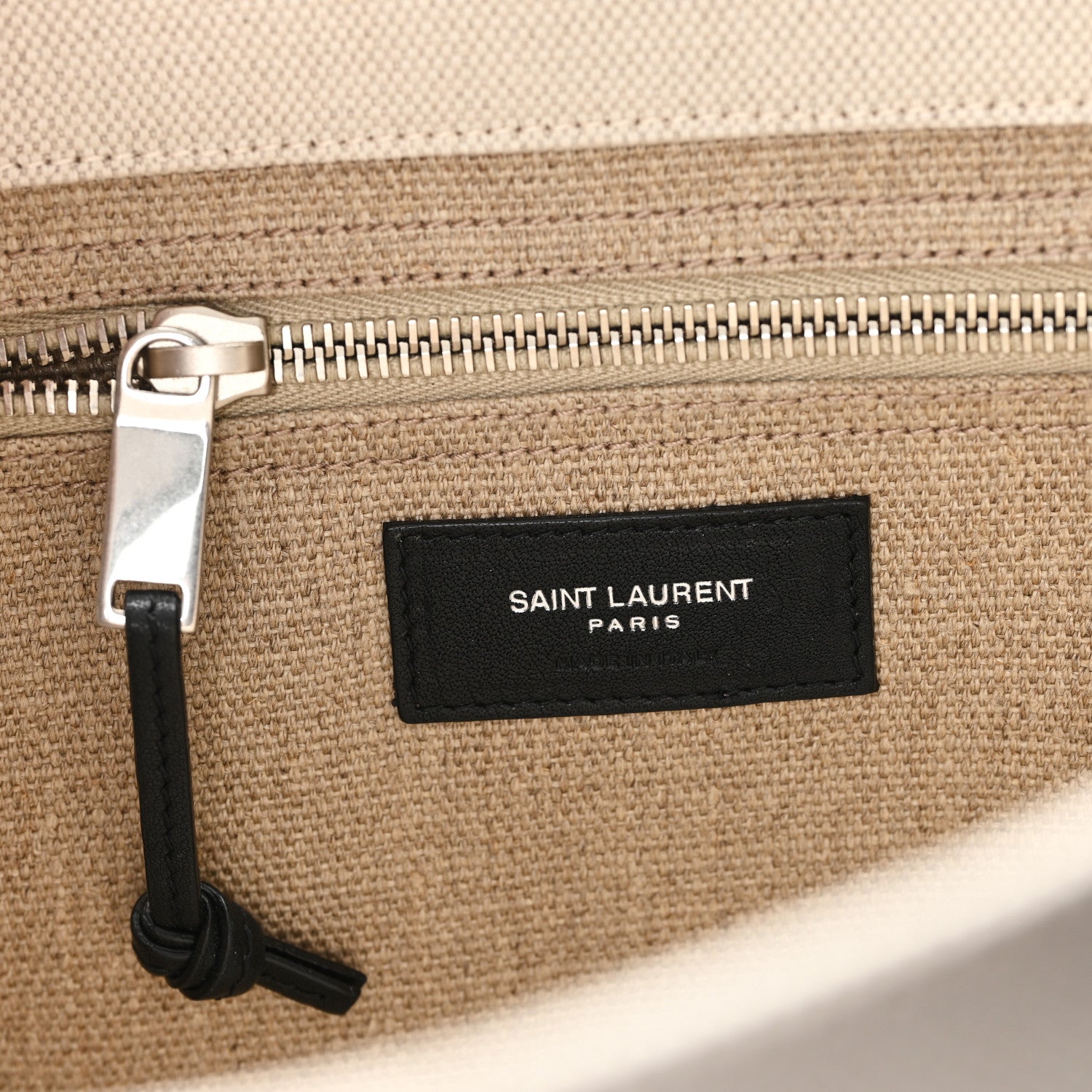 Linen Calfskin Small Rive Gauche Tote Greggio Natural