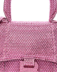 Strass Suede Hourglass Top Handle Bag XS Pink