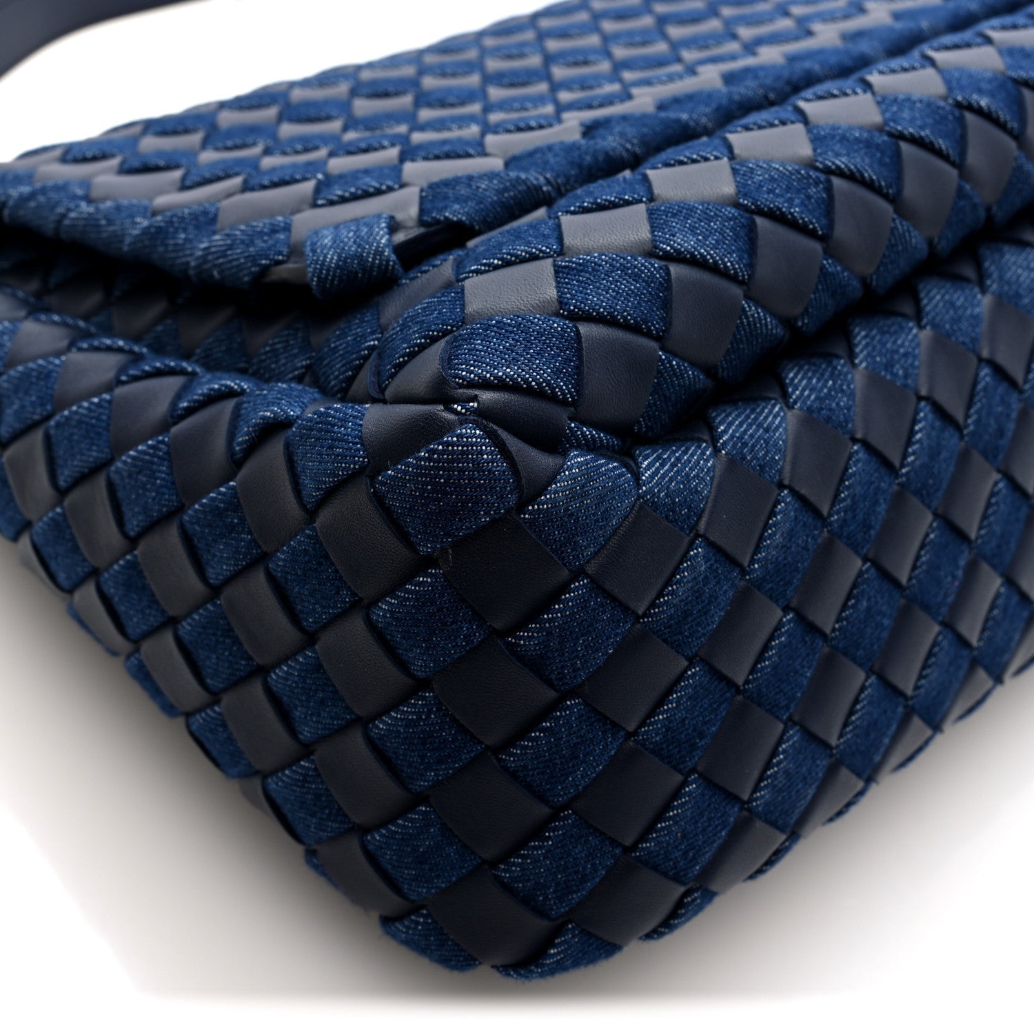 Denim Nappa Intrecciato Padded Messenger Abyss Indigo