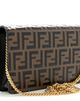 Vitello Cruise F is FNDI Bi-Color FF 1974 Embossed Medium Envelope Wallet On Chain Black Maya