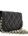 Caviar Quilted Mini Clutch With Chain Black