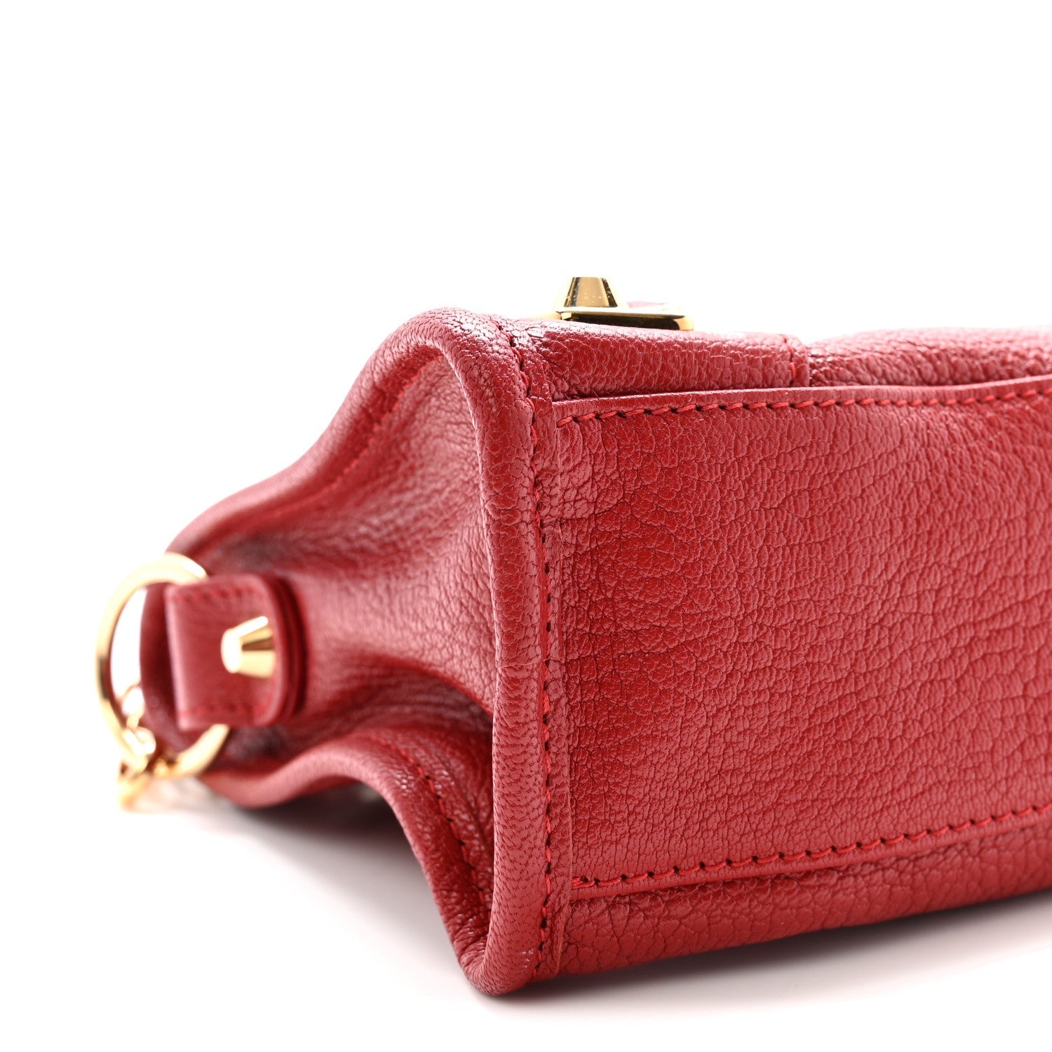 Chevre Gold Metallic Edge Hardware Mini City Rouge Groseille
