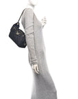 Denim Quilted Mini CHNL 25 Handbag Dark Blue