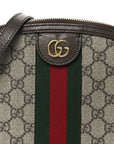 GG Supreme Monogram Textured Dollar Calfskin Web Small Ophidia Dome Shoulder Bag Beige Ebony New Acero