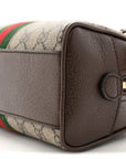 GG Supreme Monogram Textured Dollar Calfskin Web Mini Ophidia Top Handle Bowler Bag Beige Ebony New Acero
