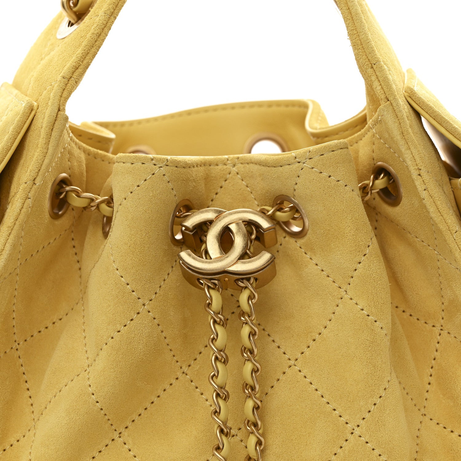 Suede Quilted Mini CHNL 25 Handbag Yellow