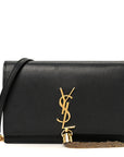 Smooth Calfskin Classic Monogram Kate Tassel Chain Wallet Black