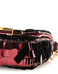 Sequin Paillettes Shiny Nappa Sex and the City Nano Maxi Buckle Baguette Charm Granata