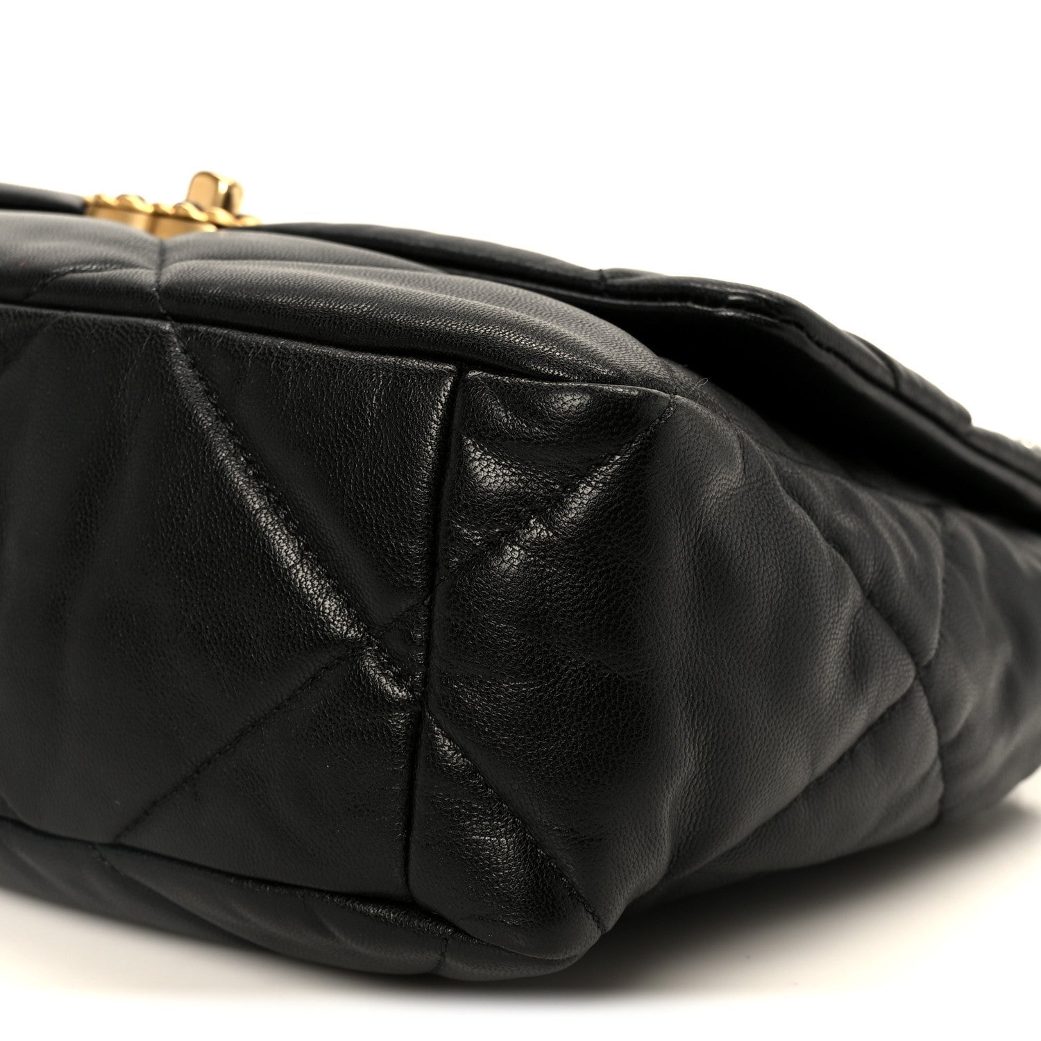Goatskin Quilted Large CHNL 19 Flap Black