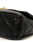 Goatskin Quilted Large CHNL 19 Flap Black