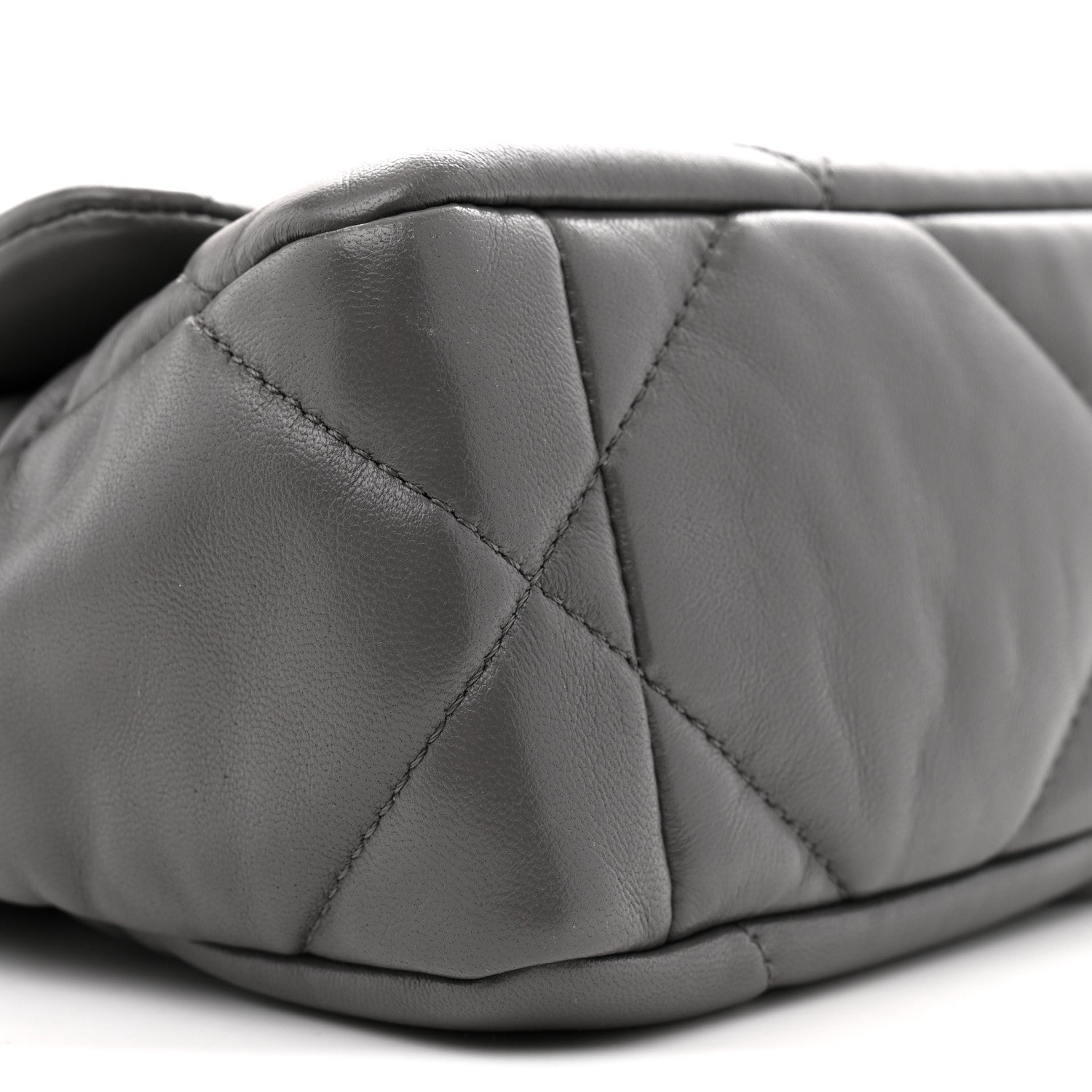 Lambskin Quilted Medium CHNL 19 Flap Dark Grey