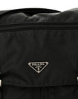 Tessuto Nylon Saffiano Double Buckle Messenger Shoulder Bag Black
