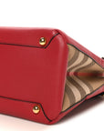 Derby Calfskin House Check Medium Banner Tote Russet Red