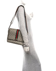 Tender GG Supreme Monogram Textured Dollar Calfskin Ophidia Messenger Bag Beige Ebony Dark Brown