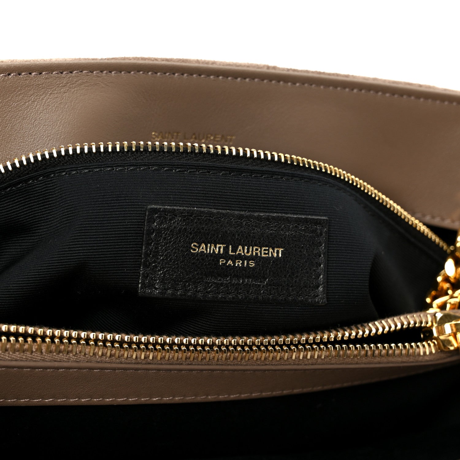 Suede Y Quilted Monogram Medium Loulou Chain Satchel Taupe