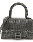 Strass Suede Hourglass Top Handle Bag XS Smoke Grey Crystal