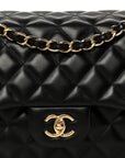 Lambskin Quilted Jumbo Double Flap Black