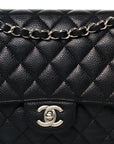 Caviar Quilted Medium Double Flap Black