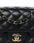 Lambskin Quilted Mini Rectangular Flap Black