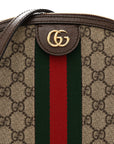 GG Supreme Monogram Textured Dollar Calfskin Web Small Ophidia Dome Shoulder Bag Beige Ebony New Acero