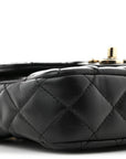 Lambskin Resin Quilted Mini Heart Square Flap Black