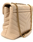 Calfskin Y Quilted Monogram Medium Loulou Chain Satchel Dark Beige