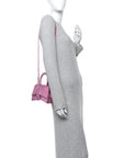 Strass Suede Hourglass Top Handle Bag XS Pink