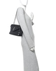 Calfskin Y Quilted Monogram Small Loulou Chain Satchel Black