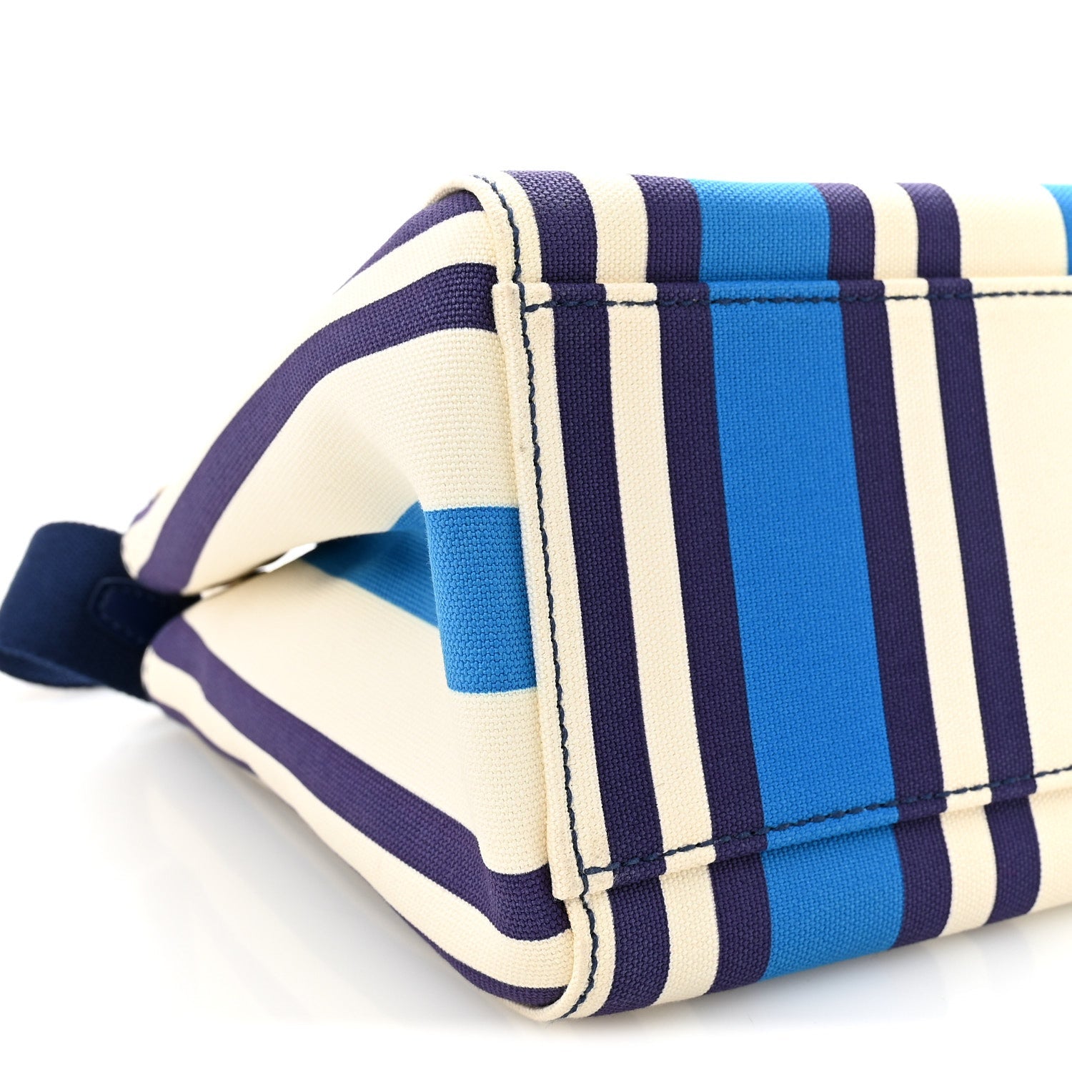 Canapa Vitello Striped Small Tote Turchese