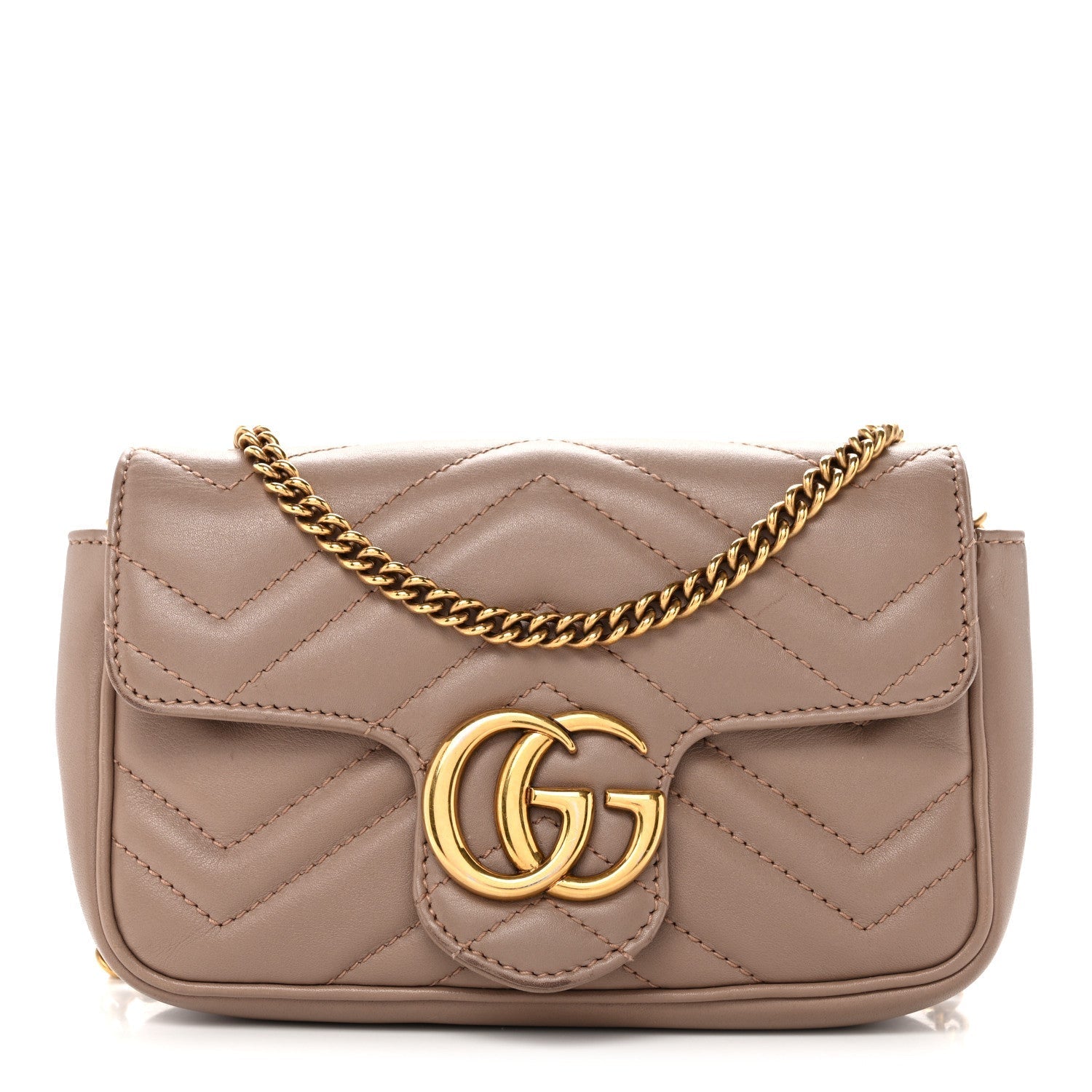 Calfskin Matelasse Super Mini GG Marmont Shoulder Bag Porcelain Rose