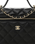 Caviar Quilted Top Handle Slim Vanity With Chain Black