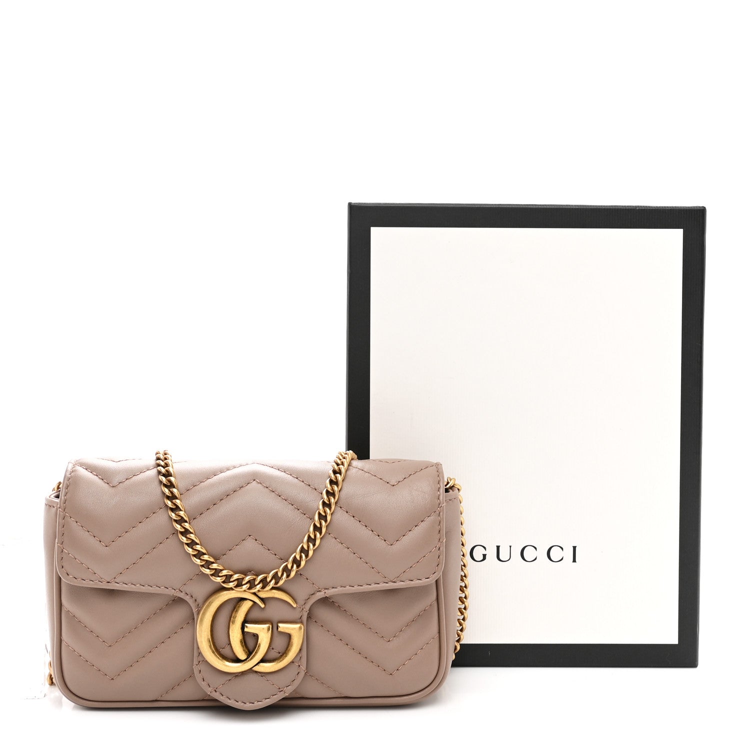 Calfskin Matelasse Super Mini GG Marmont Shoulder Bag Porcelain Rose