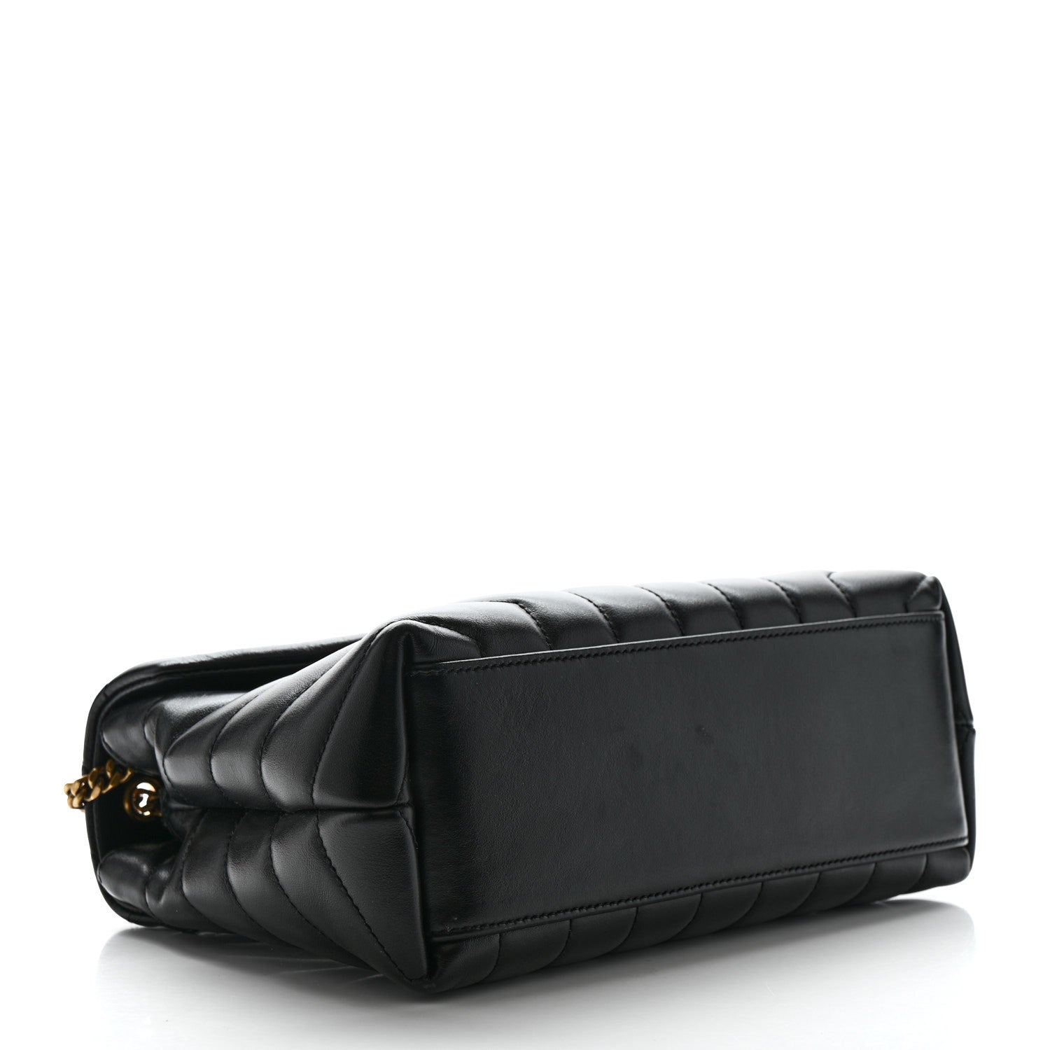 Calfskin Y Quilted Monogram Small Loulou Chain Satchel Black